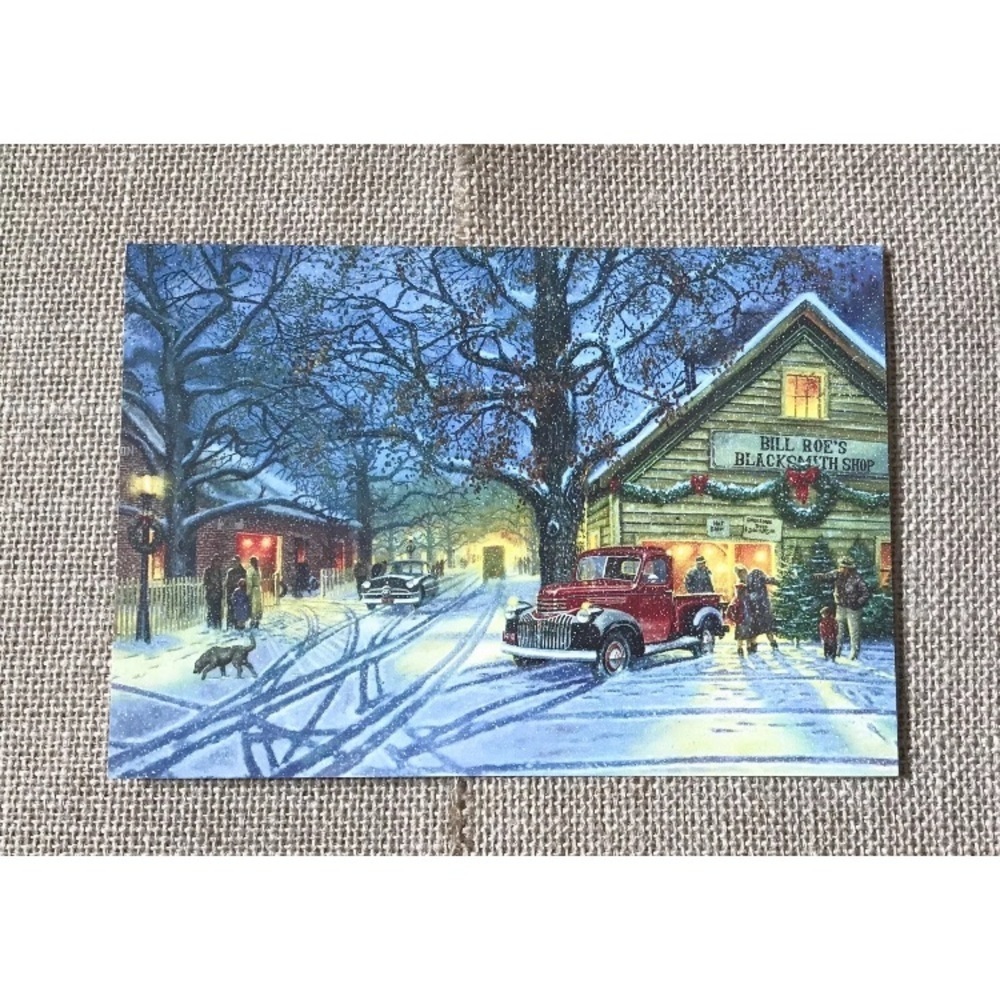 Dave Barnhouse The Perfect Tree Christmas Card Small Town Winter Framable